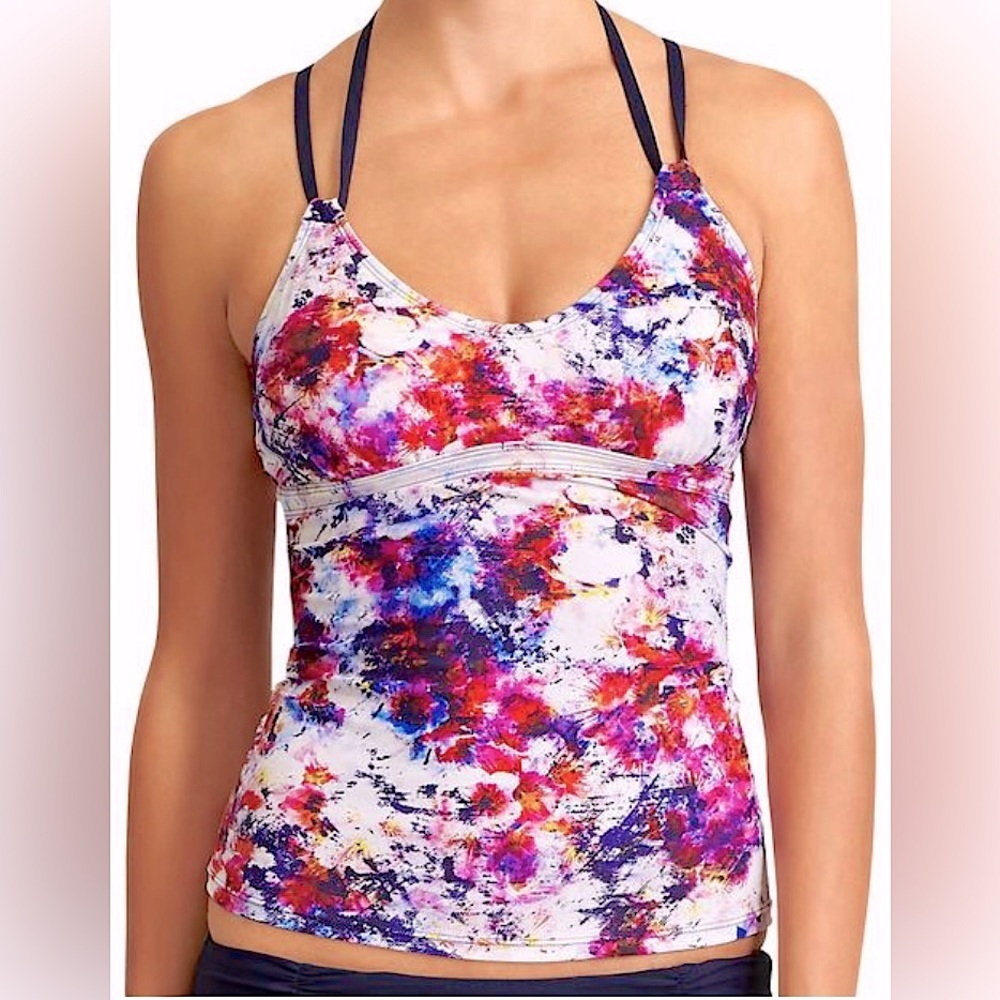 Athleta Hypersonic Scoop Tankini Top Medium Tall | Built-in Bra